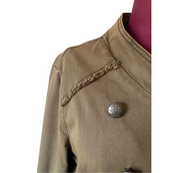 Free People Ruffle Hem Military Jacket Olive Green size S - Picture 13 of 15